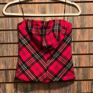 Trina Turk Womens Taeko Plaid Bustier Top